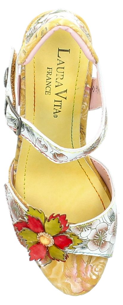 Laura Vita Damen Sandalette Floral transparenter Blockabsatz HACSIO 12, Größe:39 EU, Farbe:Grün