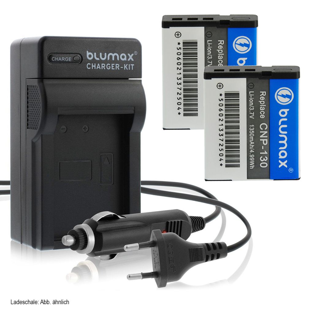 2x Akku + Lader für Casio NP-130 EX-ZR100, EX-ZR200, Produktbild 