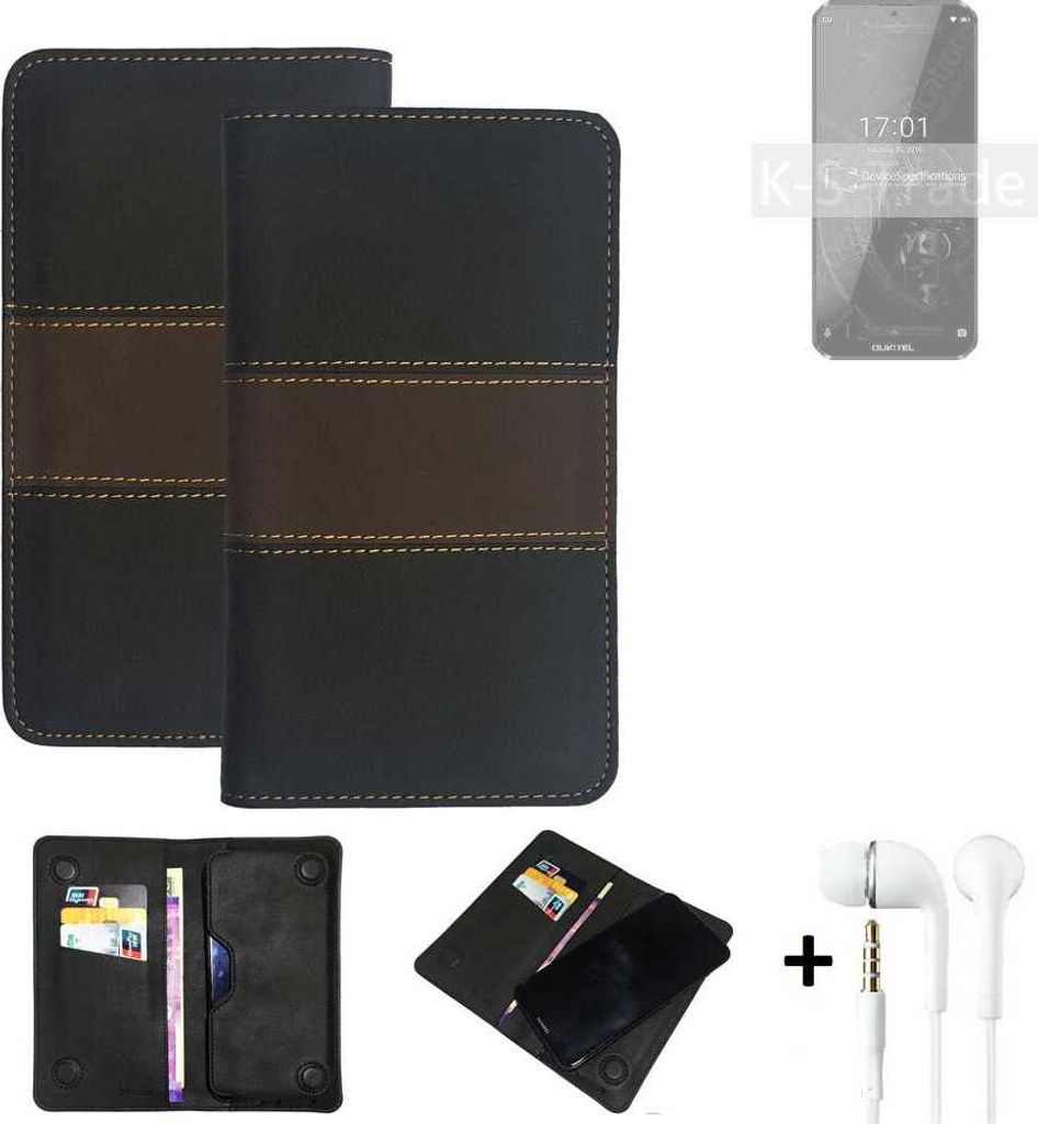 K-S-Trade Handyhülle + Kopfhörer kompatibel mit Oukitel K12 Schutzhülle Walletcase Bookstyle Tasche Schutz Case Hülle Wallet Cover Kunstleder