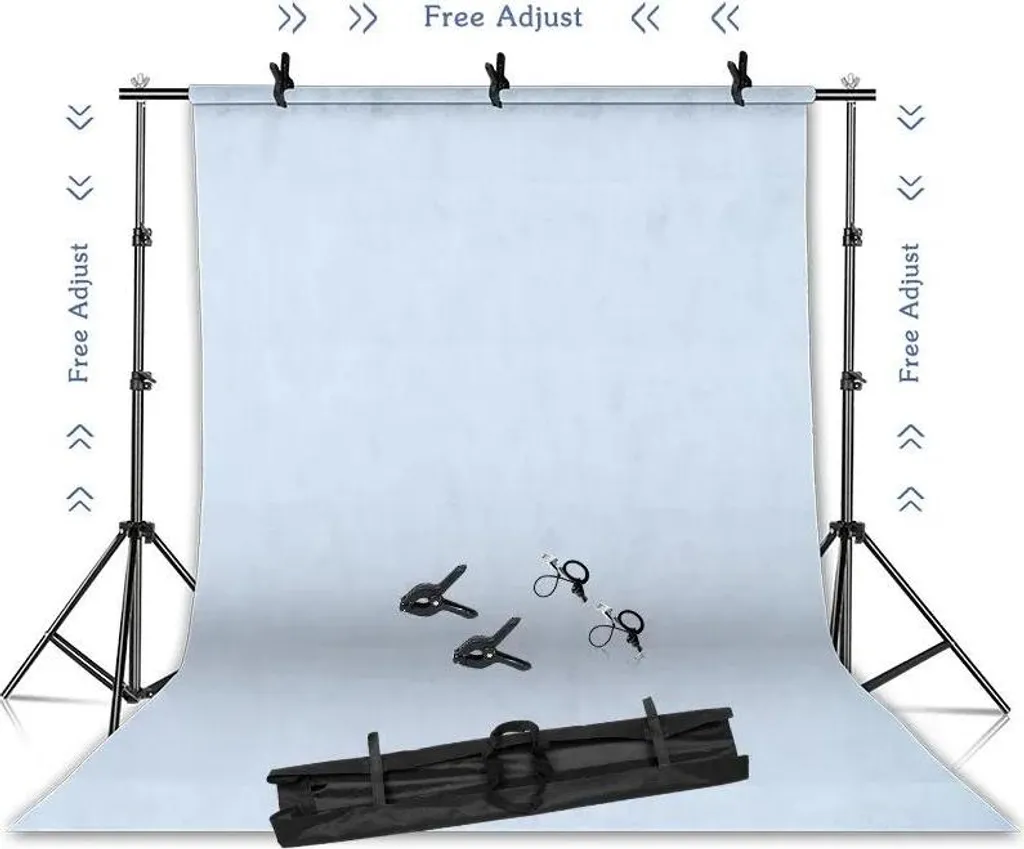 Structure de fond photo modulable 2x3m blanc, trépied réglable solide