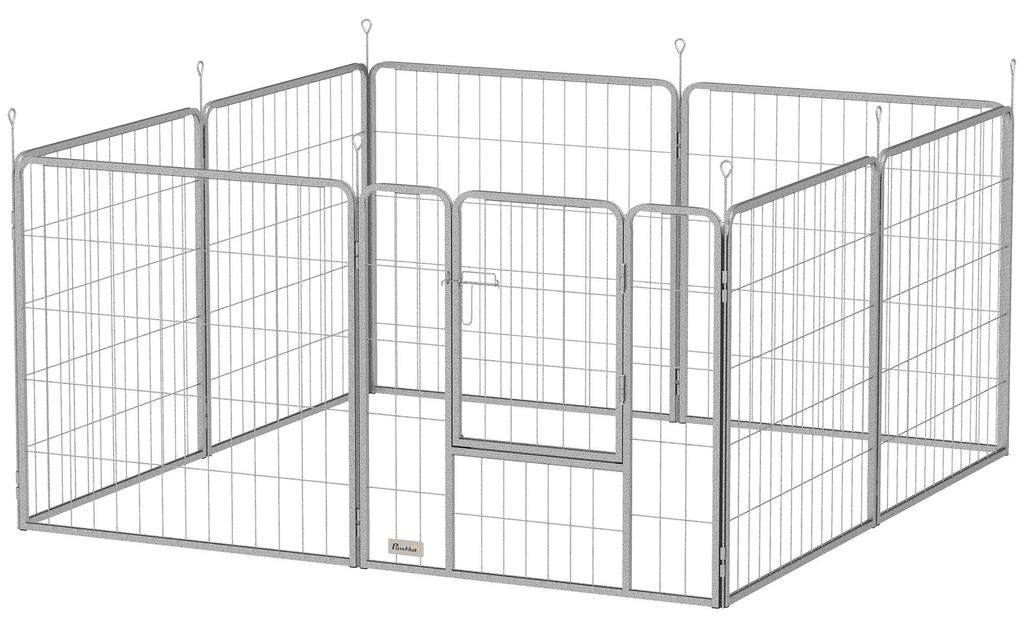 PawHut Puppyren, 80 cm hoog, 8-delige hondenren met riem en Productafbeelding 
