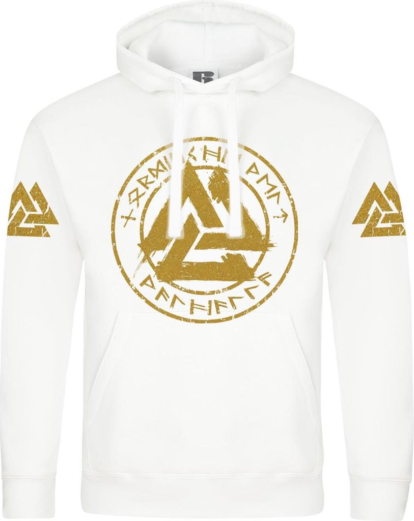 Herren Kapuzenpullover Nordische Welt Walhalla GOLD Runen
