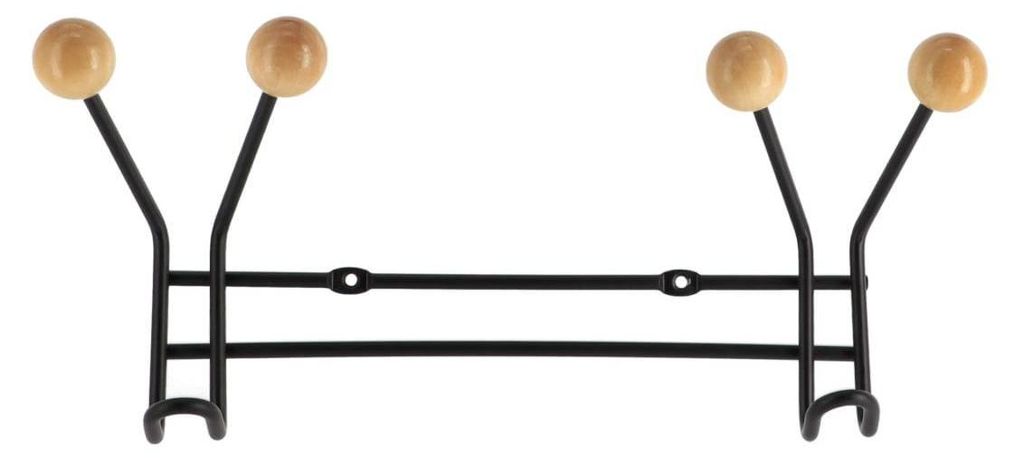Kleiderhaken aus metall mit 2 haken zur befestigung an der holzdekoration - schwarz holz - Tendance