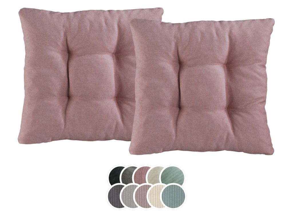 Stuhlkissen 2er Set | Sitzkissen altrosa 38 x 38 x 6 cm | Produktbild 