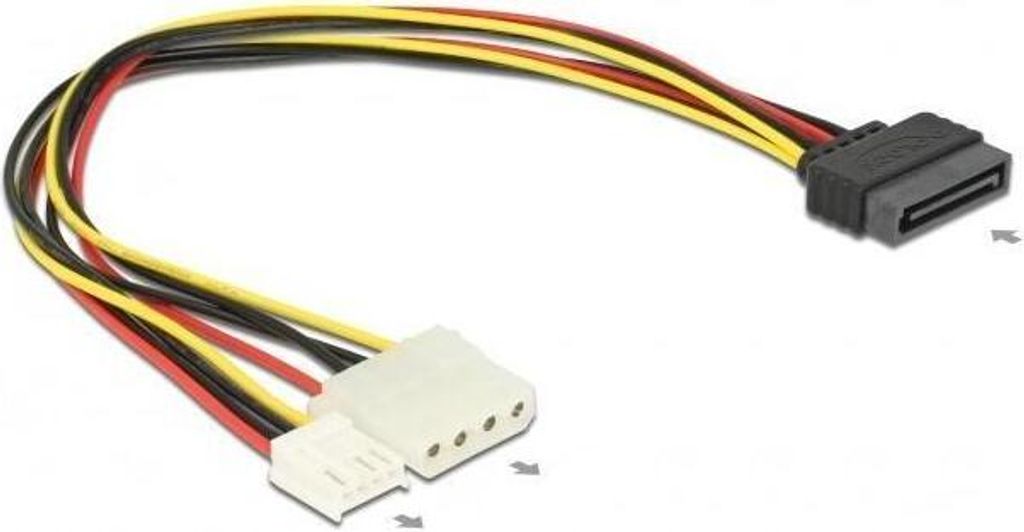 DELOCK Stromkabel SATA 15Pin -> Molex 4Pin +1x Floppy 0.30m