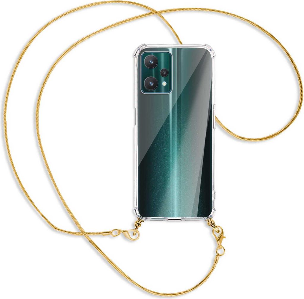 Handykette Backcover-Schutzhülle mit Band (Metall goldfarben) für Realme 9 Pro 5G - goldfarbene Kette Snake