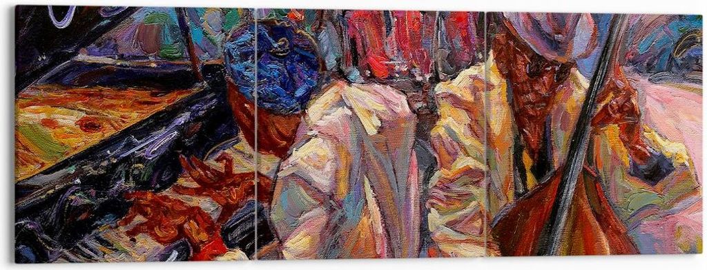 Bild auf Leinwand - Leinwandbild - Jazz Musik Band - 150x50cm - Wand Bild - Wanddeko - Wandbilder - Leinwanddruck - Bilder - Kunstdruck - Wanddekor...