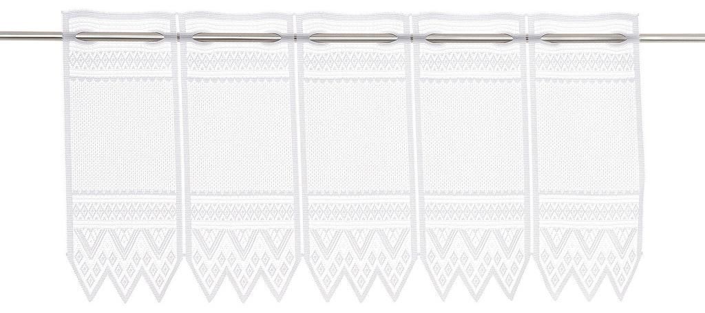 Gardinen Kranzusch Scheibengardine Jacquard grafisch 30x78 cm H/B Weiß Bistrogardine Vorhang Küche 1er Pack