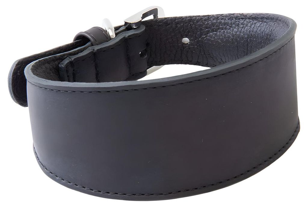 Das Lederband Windhundhalsband Vancouver Black/Black, Länge: 57 cm / Breite: 45 mm