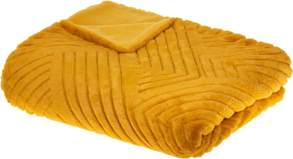 Plaid Canapé 230x180 cm Jaune Brie : Couverture Chaude Eazy Living