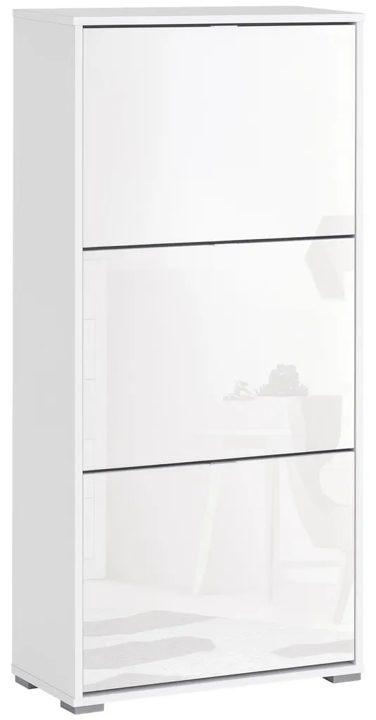 Meuble à chaussures anti-désordre 3 portes en bois blanc laqué