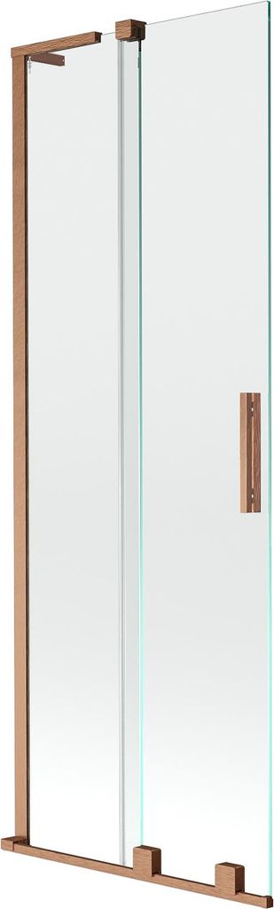 Mexen Velar L Badewannenfaltwand 2-teilig verschiebbar 70 x 150 cm, transparent, gebürstetes Kupfer - 896-070-003-01-65