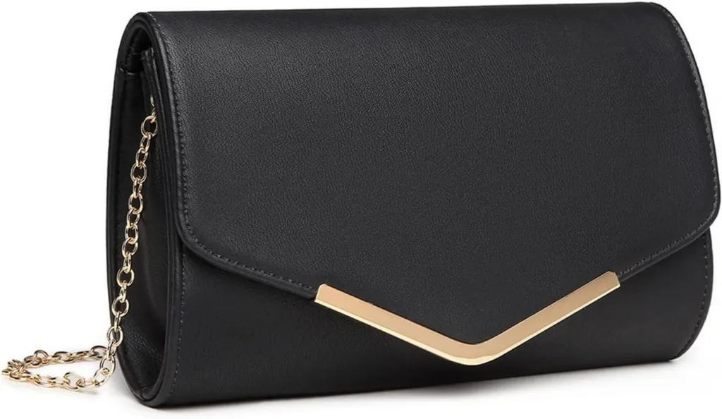 Petit Sac à Main Soirée pour Femme Noir Look Cuir Mariage Miss Lulu