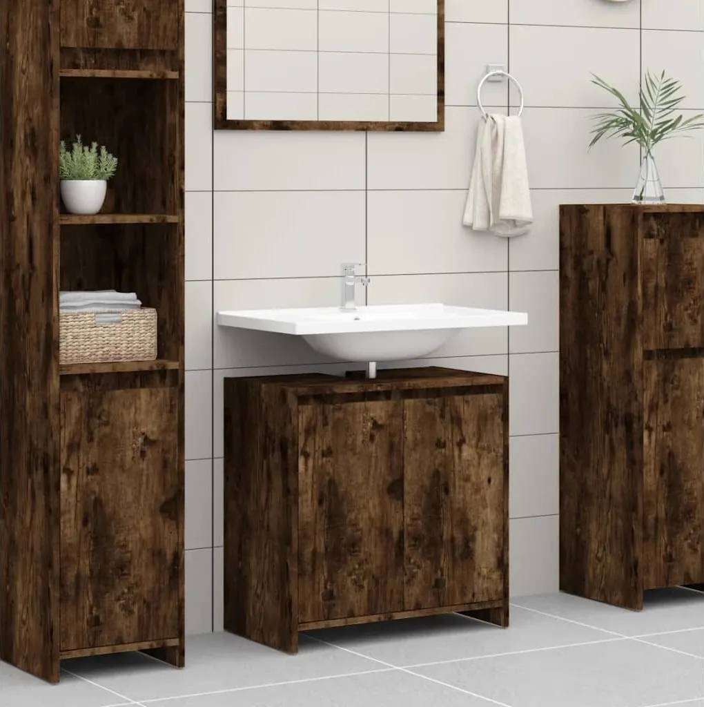 Maison Exclusive Mobile Sottolavabo 60x33 Rovere Affumicato Multistrato