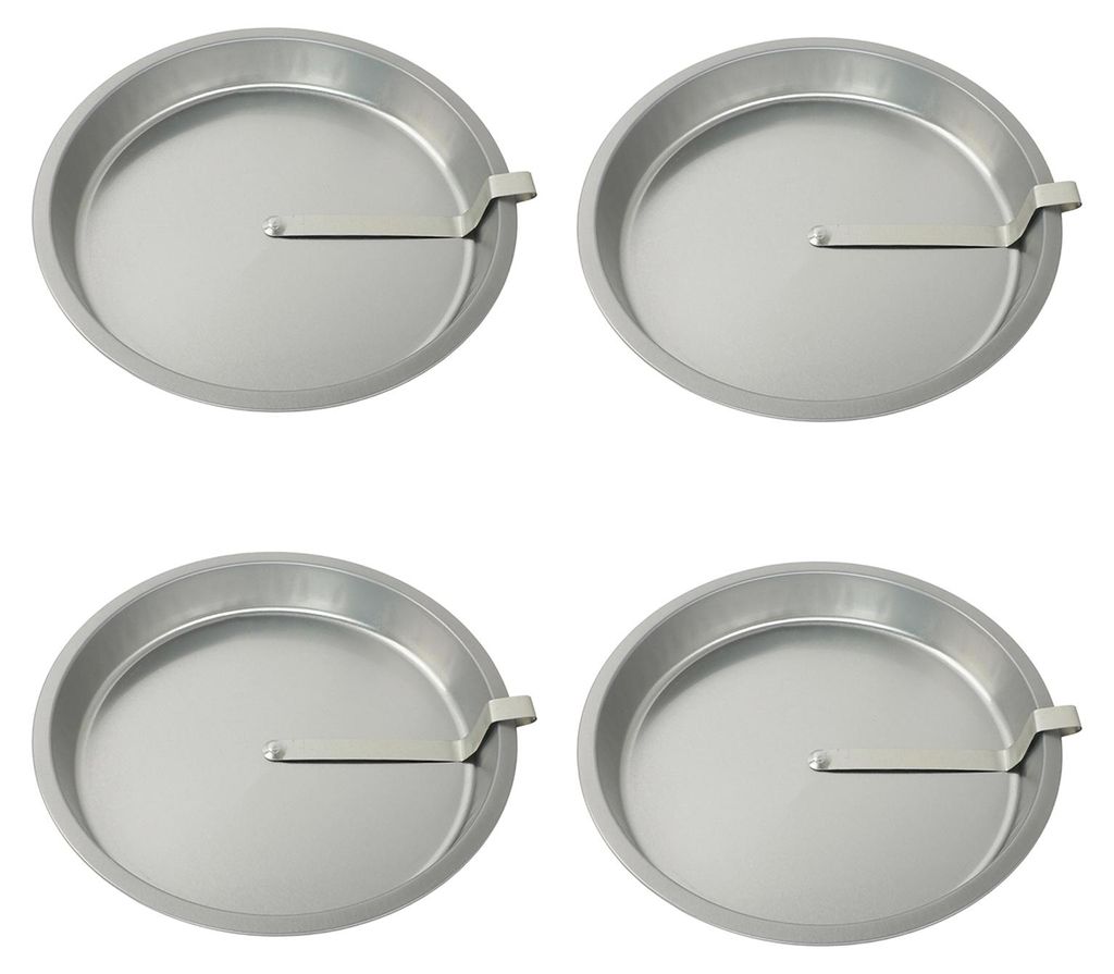 Runde, antihaftbeschichtete Edelstahl-Backform (23 cm Durchmesser) mit Metallspatel – hitzebeständig und ideal für Pizza, Kuchen und Käsekuchen.