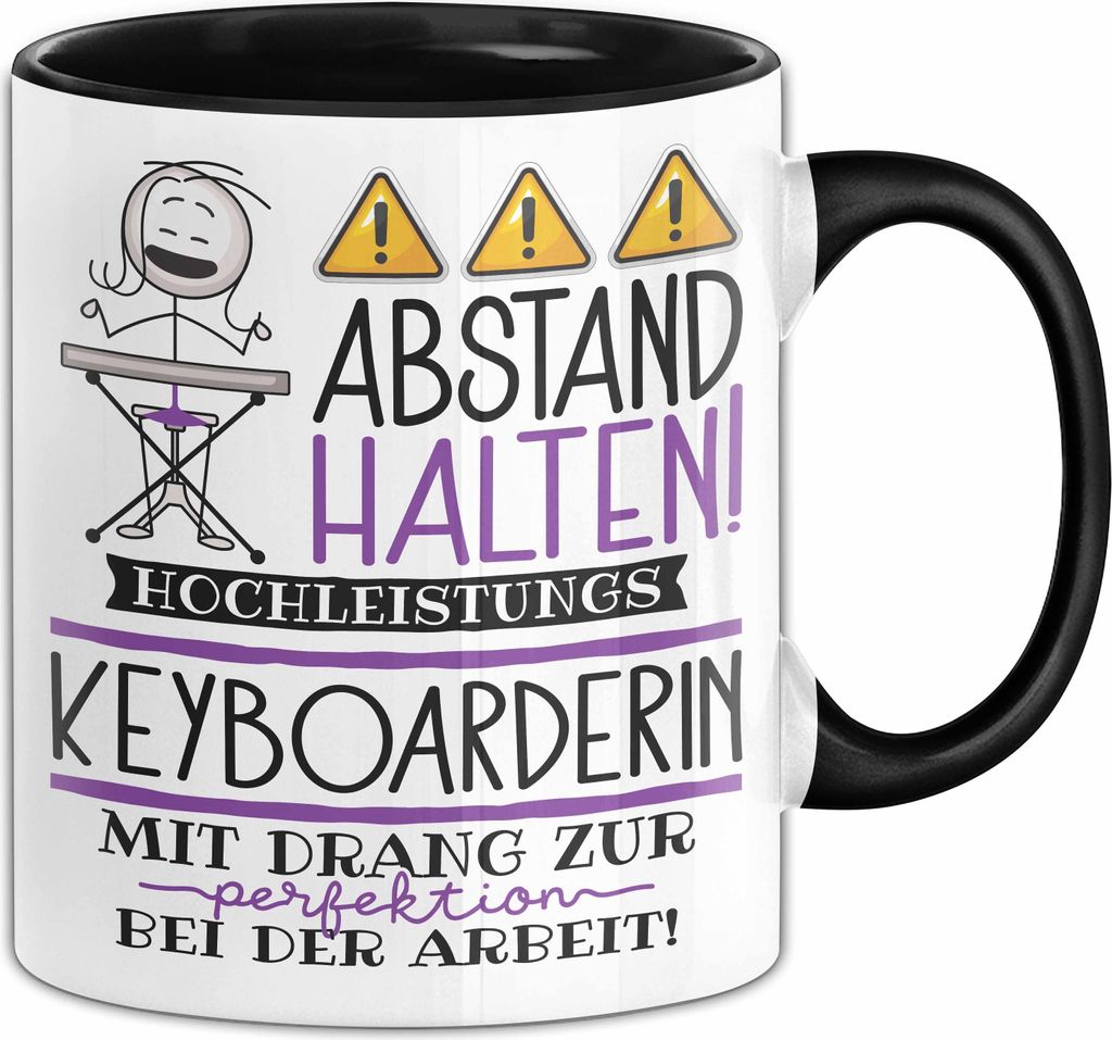 Keyboarderin Tasse Geschenk Lustig Abstand Halten Hochleistungs-Keyboarderin Mit Drang Zur Perfektion Bei Der Arbeit (Schwarz)