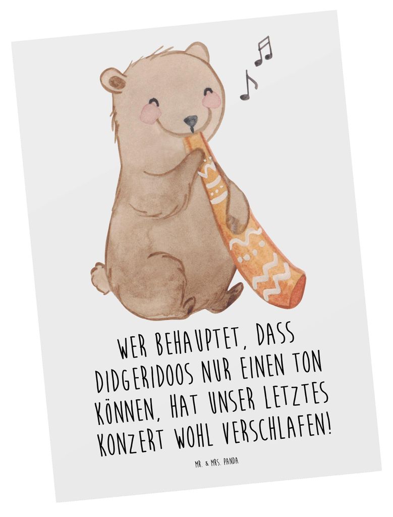 Mr. & Mrs. Panda Postkarte Didgeridoo Konzert - Weiß - Geschenk, spirituell, traditionell, atmosphärisch, Fotokarte, Kultur, Musiker, Ansichtskar...