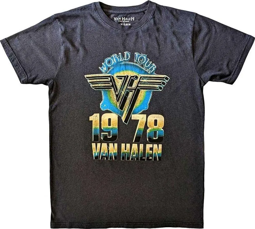 T-shirt Van Halen 1978 Noir Taille M Imprimé Vintage en Pur Coton Doux