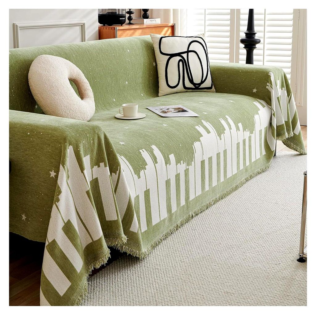 Weiche Sofadecken, große Sofaüberwurfdecke für 2, 3 und 4-Sitzer mit dekorativen Quasten, doppelseitige Couchüberwurfdecke für Sofa und Bett 1...