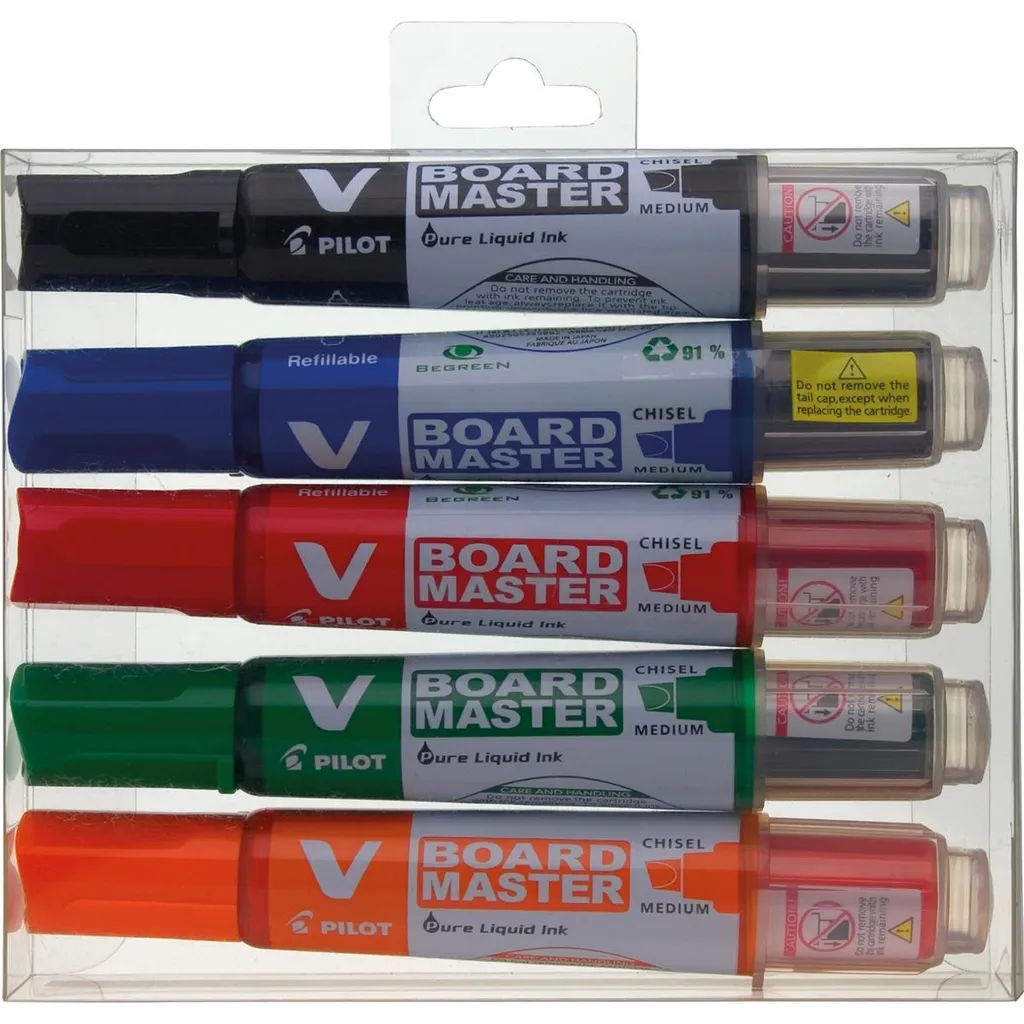 Pilot V-Board Master Set 5 Colori Punta Scalpello - Pennarelli Ricaricabili