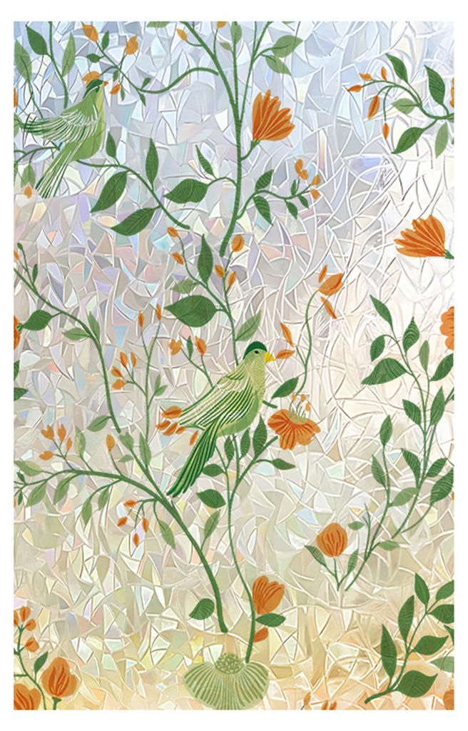Fensterfolie mit Regenbogenblumenmuster, Sichtschutzfolie, dekorative Sonnenschutzfolie, statisch haftend, für Haustüren und Fenster