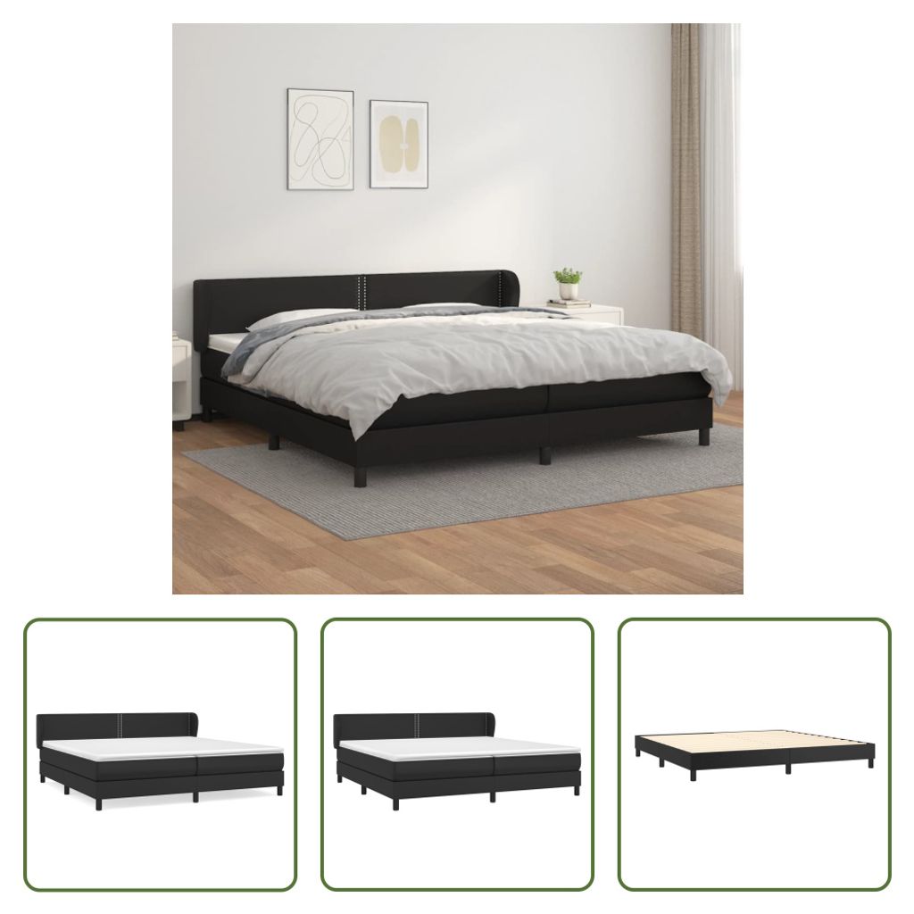 The Living Store Boxspringbett mit Matratze Schwarz 200x200 cm Kunstleder