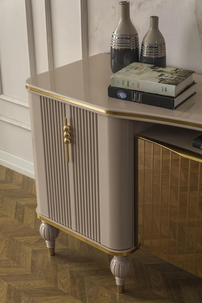 Beige Essgruppe Designer Esszimmer Möbel Esstisch Stühle Sideboard 9tlg