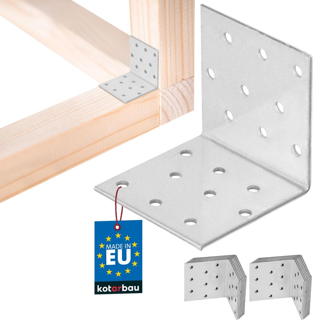KOTARBAU 25er Set Winkelverbinder Schwerlastwinkel 60 x 60 x 60 mm verzinkter Stahl Winkel Stahlwinkel Stabil Langlebig Balkenverbinder Silber