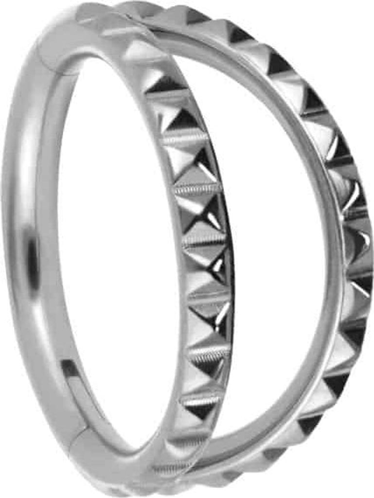 Ohrpiercing, Nasenpiercing, Septum Piercing Titan Segmentring Clicker 2 RINGE + NIETEN Silber Innendurchmesser: 12 mm