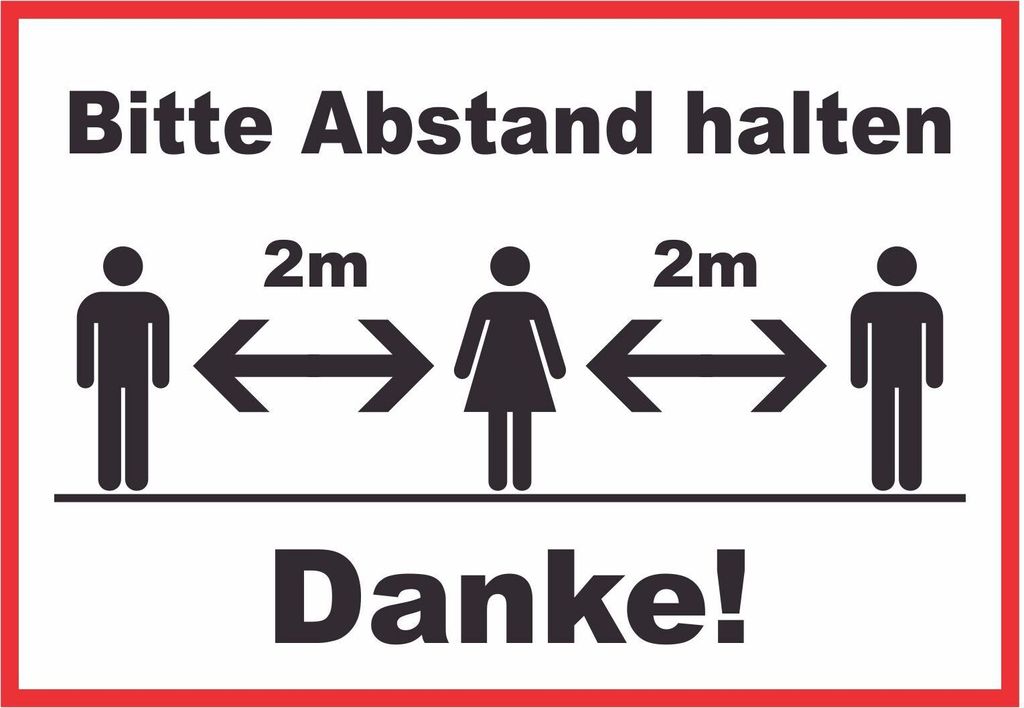 Bitte 2m Abstand halten Schild A6 (105x148mm)