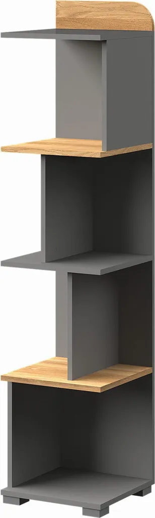 Étagère fine EDENTON bicolore chêne nash et graphite - Rangement robuste