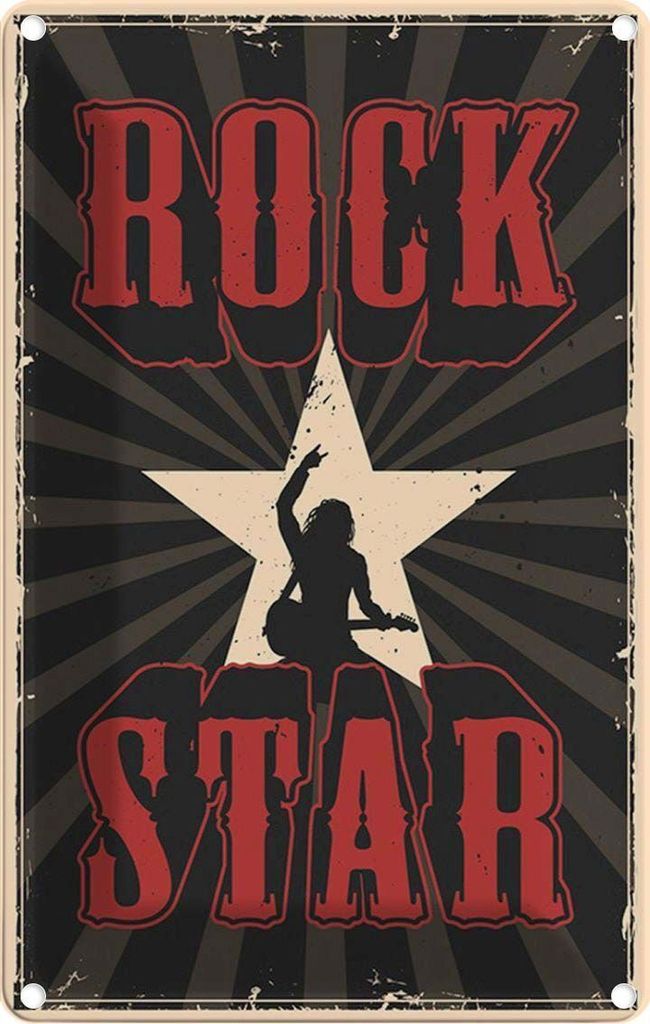 vianmo Blechschild 18x12 cm Rock Star Musik Dekoration