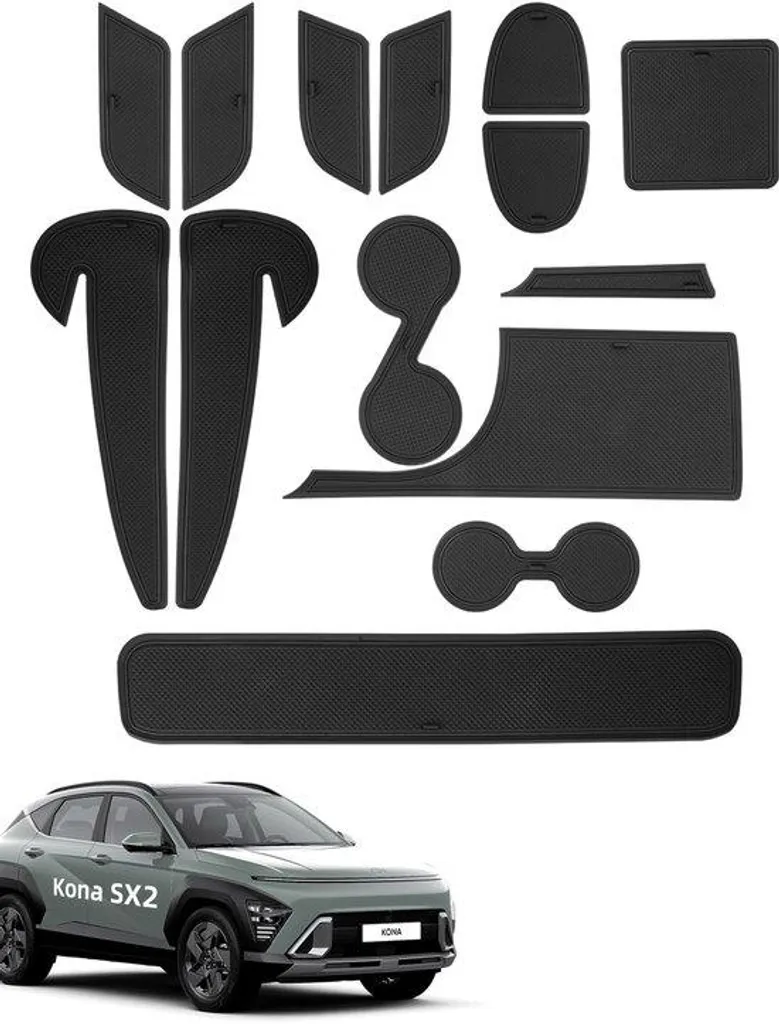Lot de 14 Accessoires Intérieurs Hyundai Kona SX2 : Tapis de Console