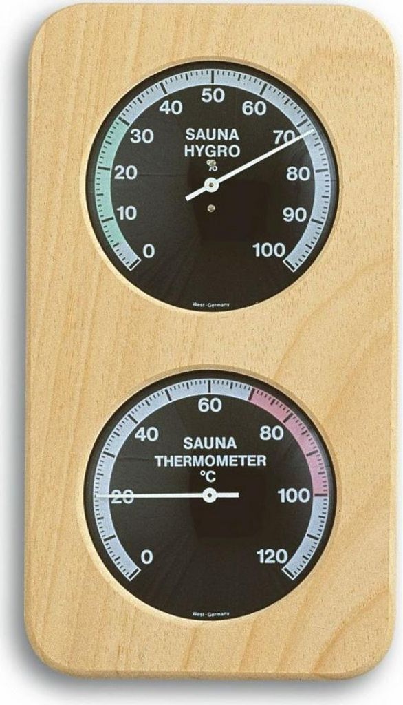TFA - Analoges Sauna-Thermo-Hygrometer mit Holzrahmen 40.1004 - natur