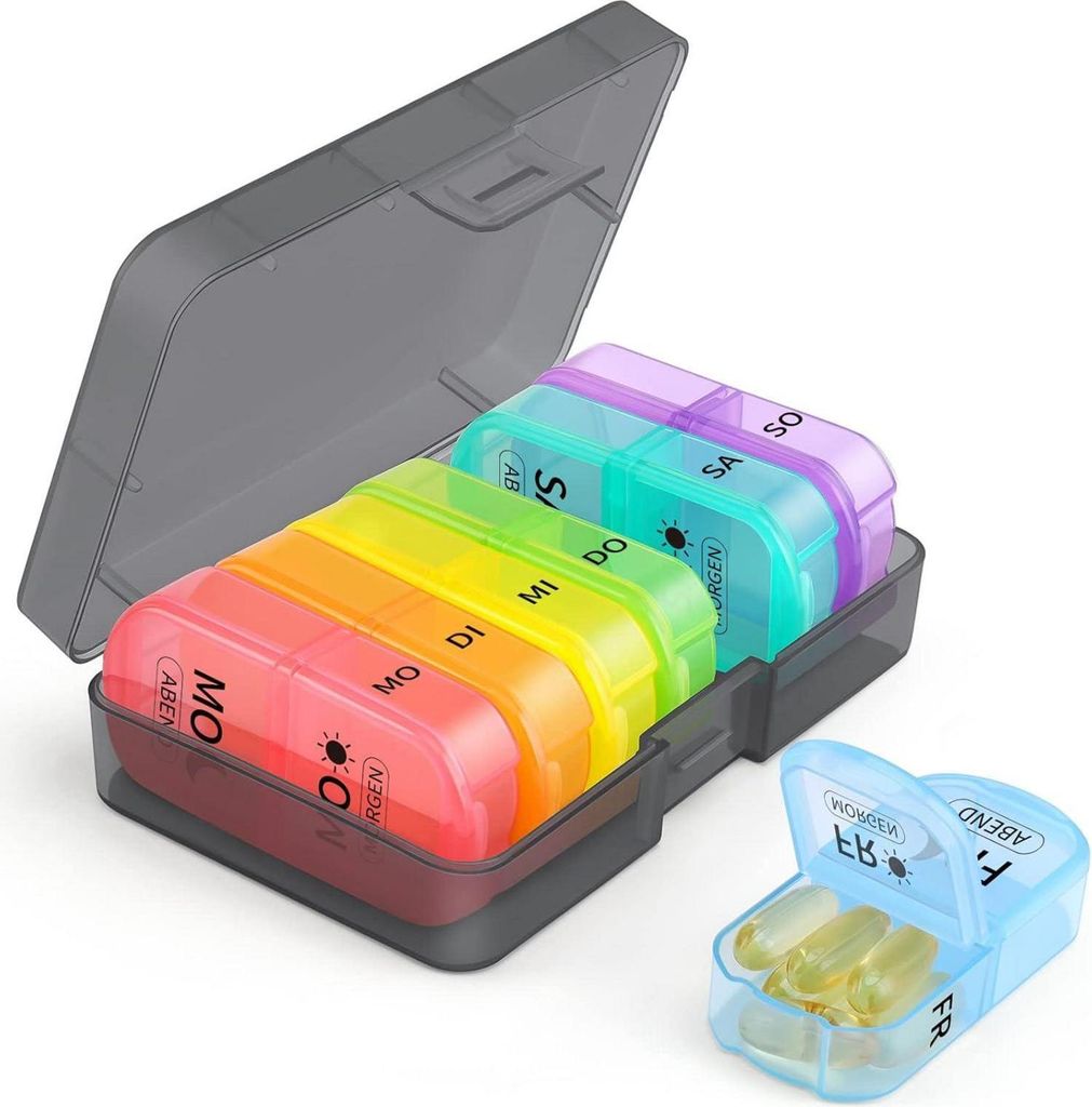 Opret box na tabletky 7 dní 2 priehradky bez BPA s veľkým Obrázok produktu 