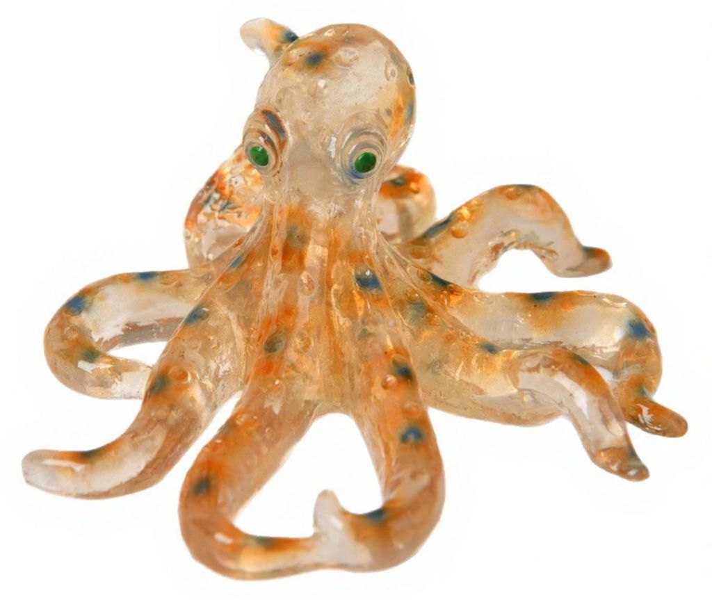 Handgefertigte Oktopus-Figur aus Kunstharz – Einzigartige Meereskreatur-Statue mit realistischen Details und Quarzakzenten – Dekorative Schreib...