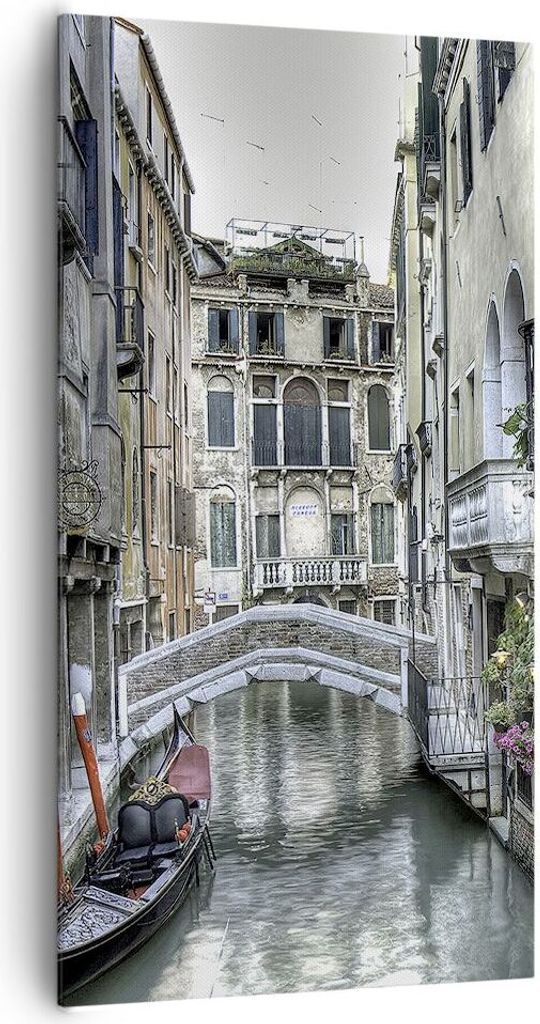 Bild auf Leinwand - Leinwandbild - Venedig Brücke Wasser - 65x120cm - Wand Bild - Wanddeko - Leinwanddruck - Bilder - Kunstdruck - Wanddekoration ...