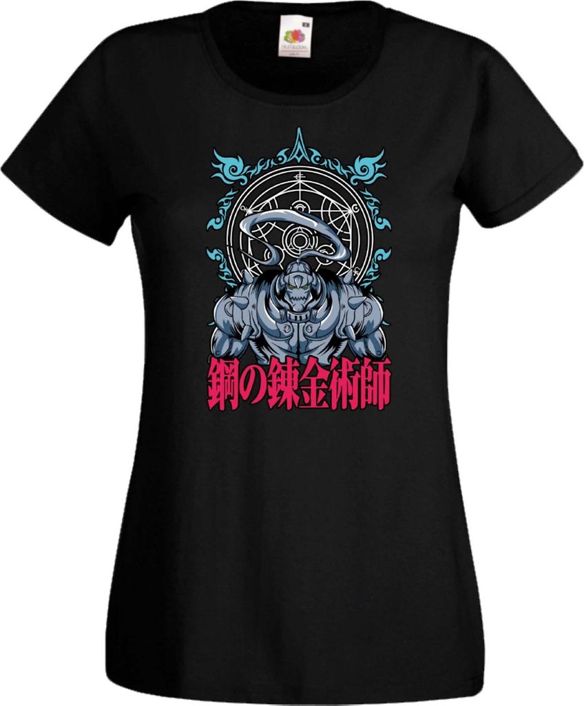 Damen T-Shirt Anime Manga Fullmetal Alchemist Alphonse Elric Elric Alphonse, Lady S / Schwarz