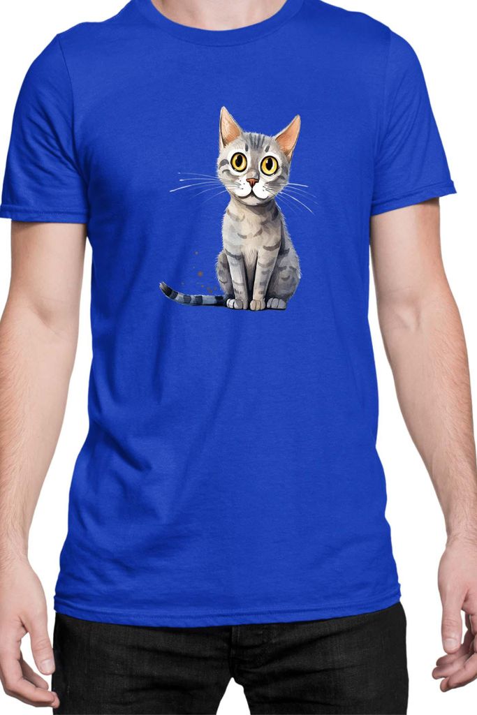 Herren T-Shirt Funny Cats Breeds Serrade Petit Cat, Man 3XL / Blau