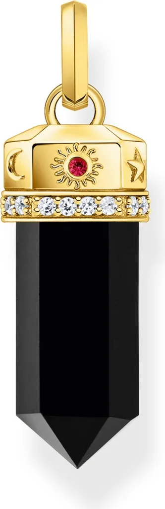 Pendentif Onyx Noir Hexagonal et Argent Doré Thomas Sabo PE955-177-11