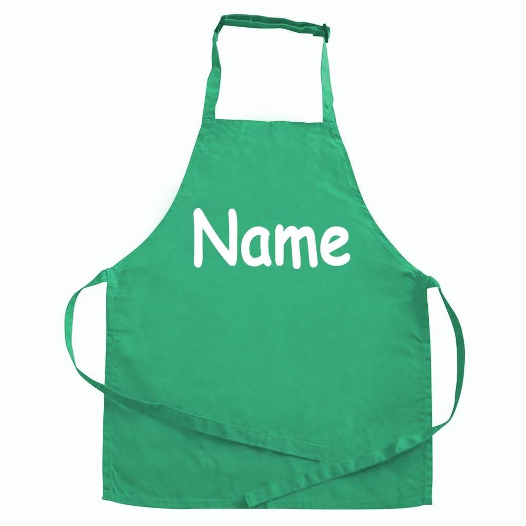 Personalisierte Schürze mit NAME bedruckt Kochschürze zum Backen, Kochen, Malen für Kinder und Erwachsene.Farbe:Grün,Größe:7-10 Jahre