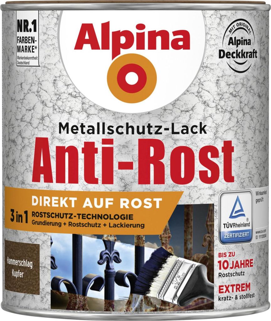 Alpina Metallschutz-Lack Hammerschlag 750 ml kupfer Produktbild 