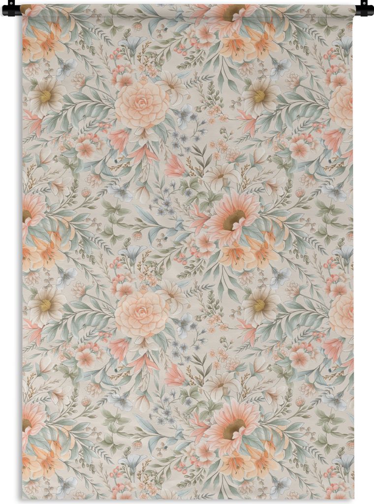 MuchoWow Wandteppich Wandbehang Sommerblumen - Pastell - Muster 90x135 cm Tapisserie Dekoration Wandtuch - Baumwolle - Wandskulptur