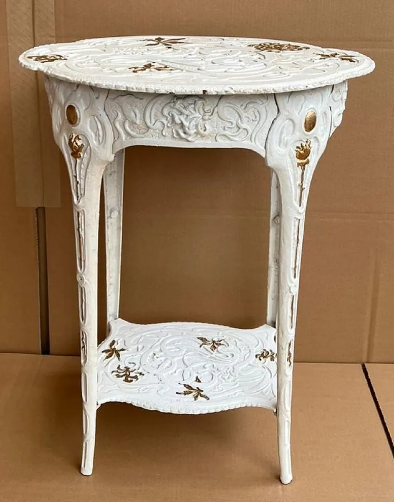 Table d'appoint jardin Casa Padrino Blanc et Or en fonte 46x36x60 cm