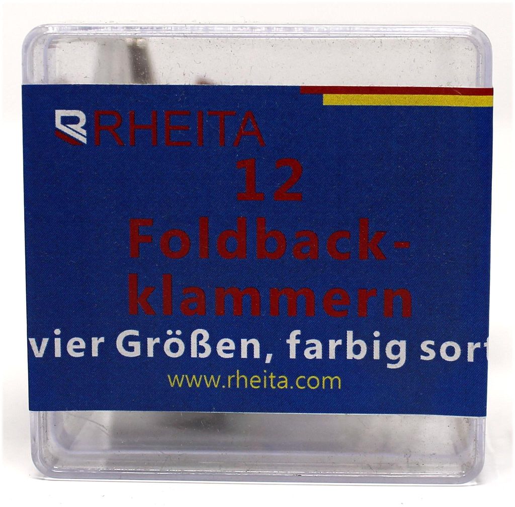 Foldback-Klammern diverse Größen und farblich sortiert, 12 Stück