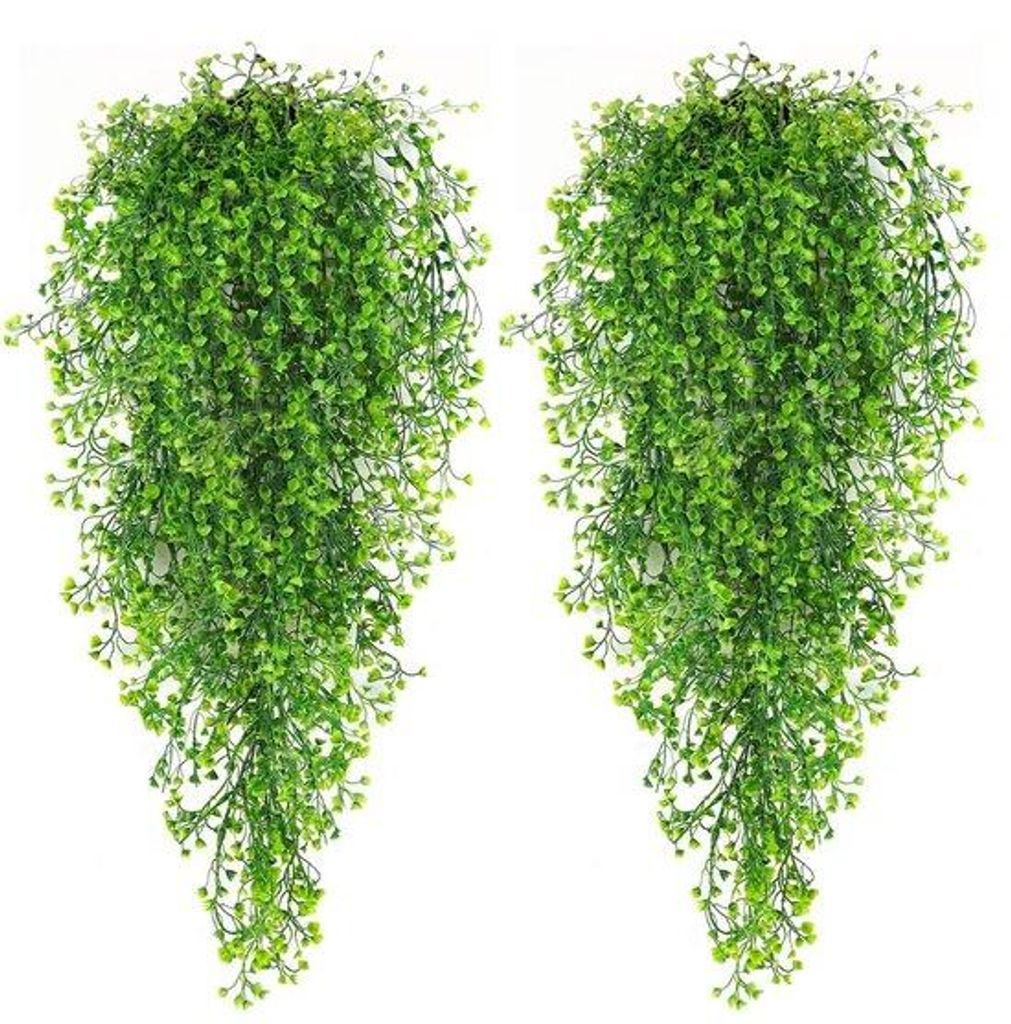 2er-Pack hangende Kunstblumen, Kunstblumen für Balkone, Schlafzimmer, Küchen, Wohnzimmer, Büros, Fensterbänke, grüne Kunstblumen, Plastik-Blum...