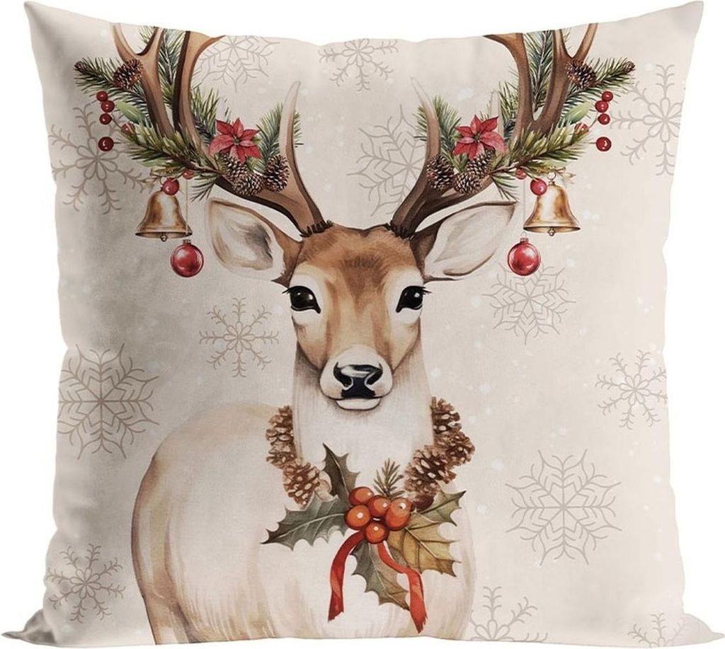 Taie d'oreiller, décorative, Noël 40x40cm Cerf Image du produit 