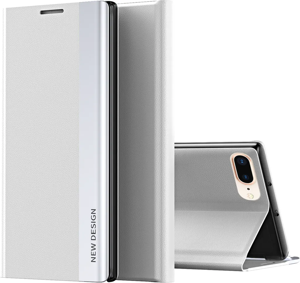 Elegante Custodia Bianca iPhone SE 2020 Magnetica in Finto Cuoio