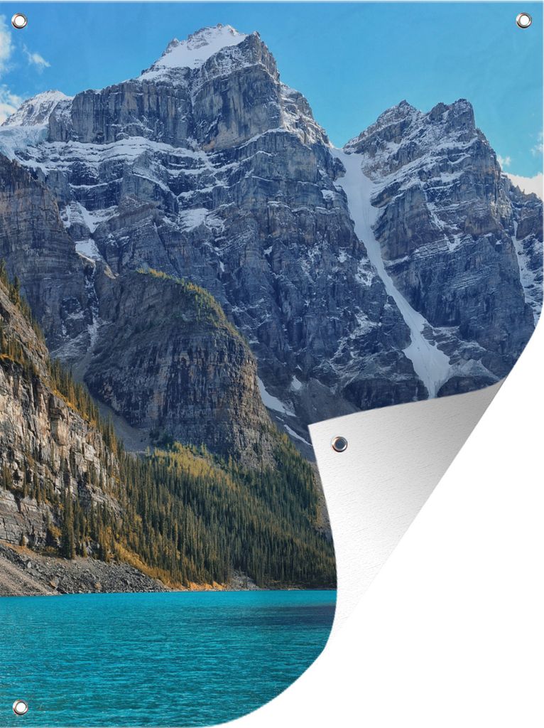 MuchoWow 30x40 cm Outdoor-Poster Gartendeko Sichtschutz Garten Poster für den Garten Berge hinter dem Moraine Lake in Kanada