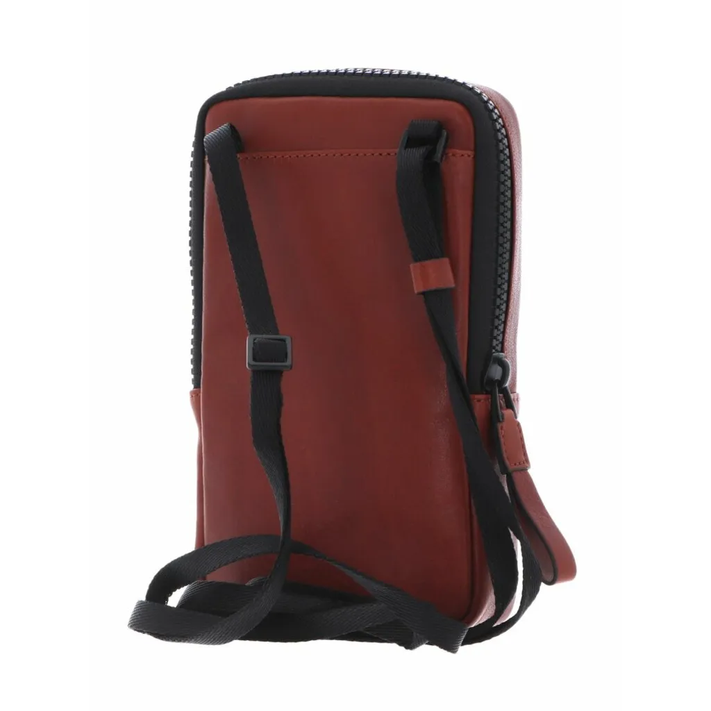 Piquadro Portefeuille tour de cou pour smartphone en cuir bleu marine